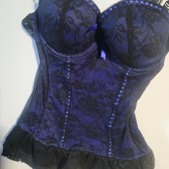 Baci Babydoll Victorian Bustier Corset Midnight Blue and Black Size Medium 8-10 - Picture 2 of 5